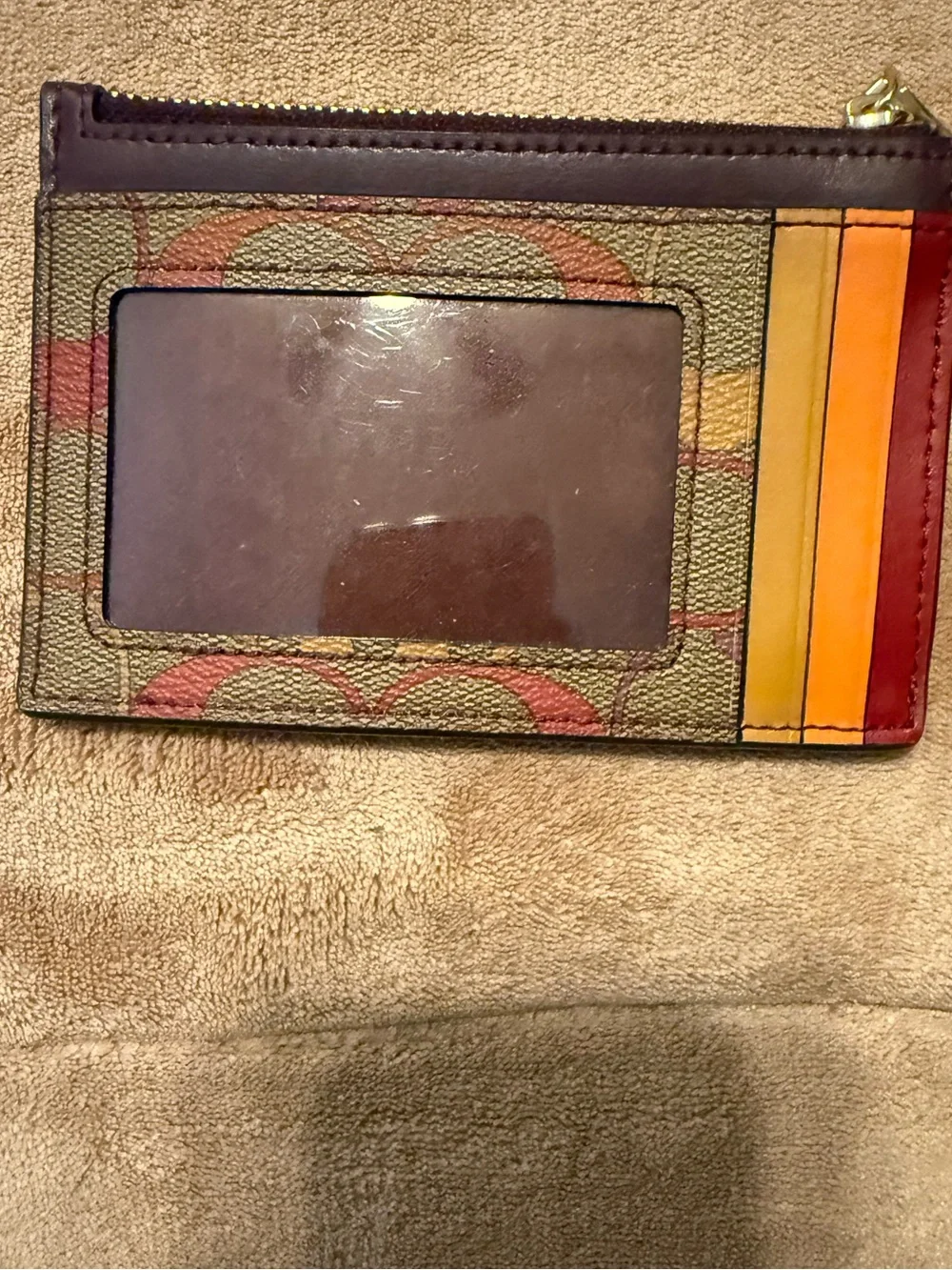 Coach Multicolor Signature ID Card Case with Striped Trim - Picture 2 of 4